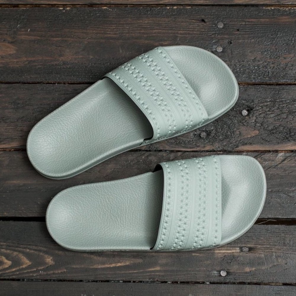 NEW Adidas Adilette Slides Sandals Linen Green